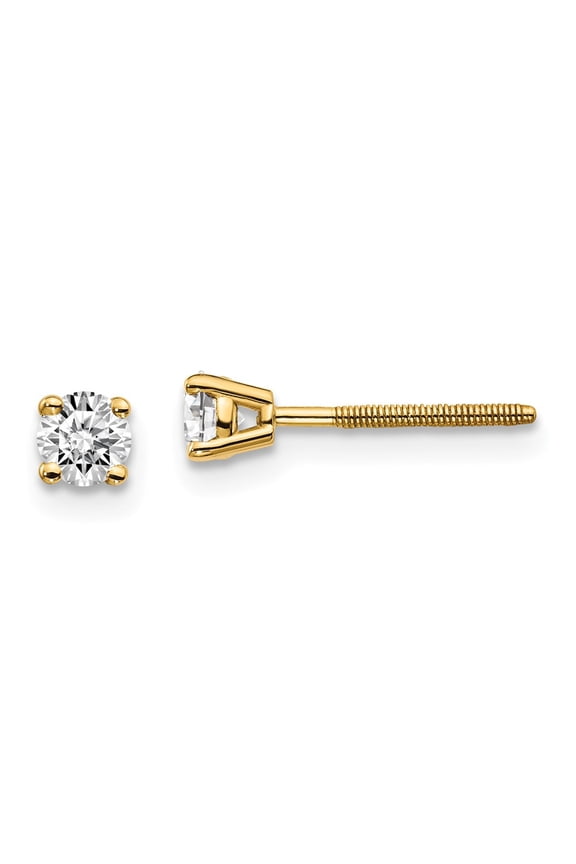Real 14kt Yellow Gold .30ct. SI3 G-I Diamond Stud Thread on/off Post Earrings; for Adults and Teens; for Women and Men