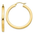 thumbnail image 1 of Real 14kt Yellow Gold 3mm Polished Princess Square Hoop Earrings; for Adults and Teens; for Women and Men, 1 of 4