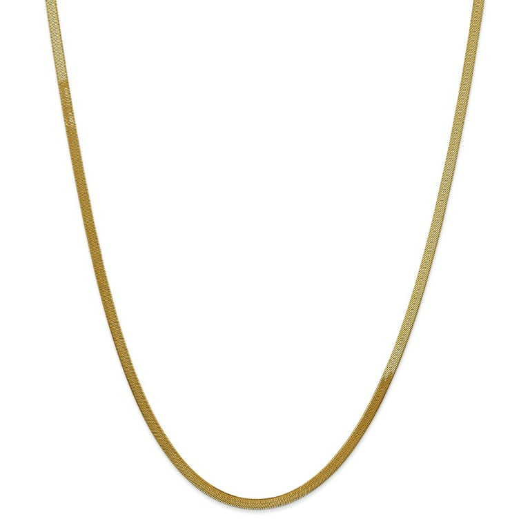 Real 14kt Yellow Gold 3mm Silky HerRingbone Chain 16 inch Lobster Clasp for Adults and Teens for Women and Men Walmart