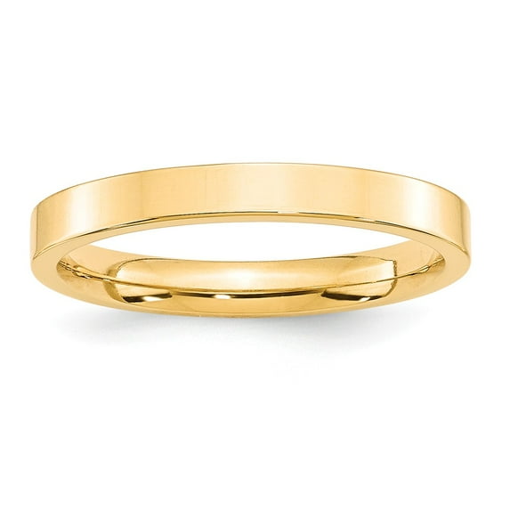 Real 14kt Yellow Gold 3mm Standard Flat Comfort Fit Band Size 9; for Adults and Teens; for Women and Men