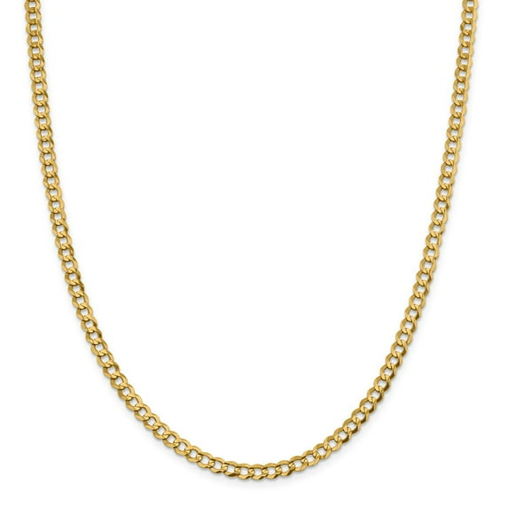 Real 14kt Yellow Gold 4.7mm Lightweight Flat Cuban Chain; 26 inch; Lobster Clasp; for Adults and Teens; for Women and Men