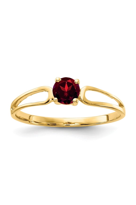 Real 14kt Yellow Gold 4mm Garnet Ring Size: 6; for Adults and Teens; for Women and Men