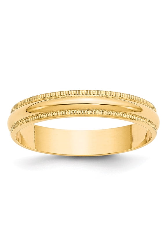 Real 14kt Yellow Gold 4mm LTW Milgrain Half Round Band Size 11; for Adults and Teens; for Women and Men