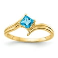 thumbnail image 1 of Real 14kt Yellow Gold 4mm Princess Cut Blue Topaz Ring Size: 6; for Adults and Teens; for Women and Men, 1 of 1