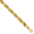 thumbnail image 1 of Real 14kt Yellow Gold 5.4mm Semi-Solid Rope Chain Chain Bracelet; 8 inch; Lobster Clasp; for Adults and Teens; for Women and Men, 1 of 5