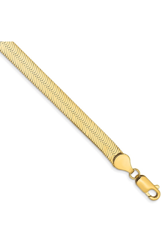 Real 14kt Yellow Gold 5.5mm Silky HerRingbone Chain Chain Bracelet; 8 inch; for Adults and Teens; for Women and Men