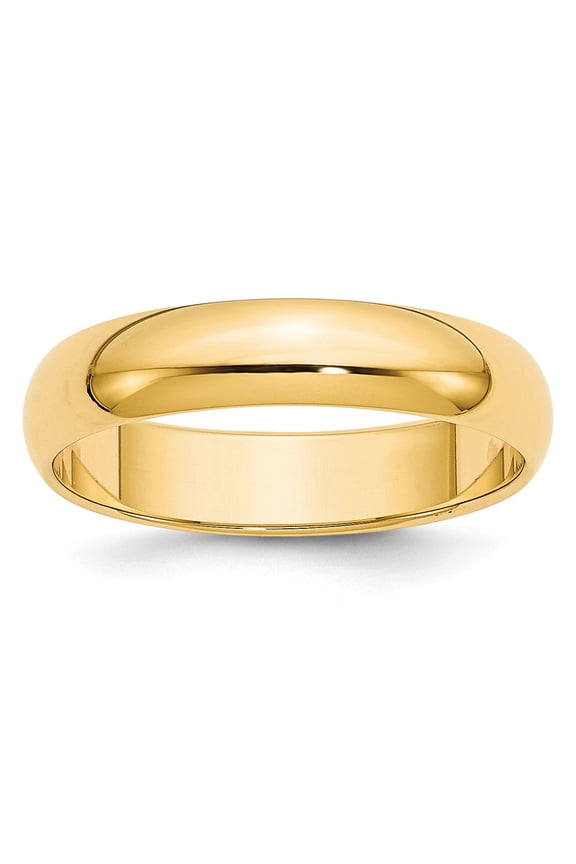 Real 14kt Yellow Gold 5mm Half-Round Wedding Band Size: 4; for Adults and Teens; for Women and Men