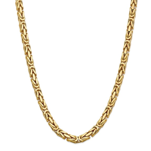 Real 14kt Yellow Gold 6.5mm Byzantine Chain; 24 inch; Lobster Clasp; for Adults and Teens; for Women and Men