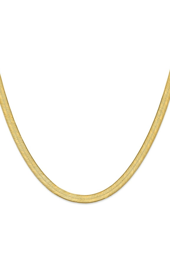 Real 14kt Yellow Gold 6.5mm Silky HerRingbone Chain; 20 inch; Lobster Clasp; for Adults and Teens; for Women and Men
