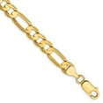 thumbnail image 1 of Real 14kt Yellow Gold 6.75mm Concave Open Figaro Chain Chain Bracelet; 7 inch; for Adults and Teens; for Women and Men, 1 of 4