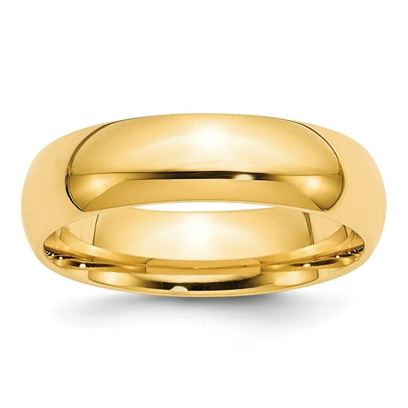 Real 14kt Yellow Gold 6mm Comfort-Fit Band Size: 6; for Adults and Teens; for Women and Men