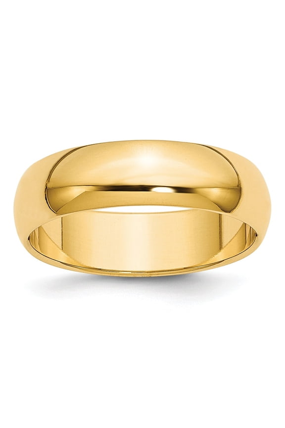 Real 14kt Yellow Gold 6mm Half Round Band Size 14; for Adults and Teens; for Women and Men