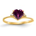 thumbnail image 1 of Real 14kt Yellow Gold 6mm Heart Rhodolite Garnet AA Diamond Ring Size: 6; for Adults and Teens; for Women and Men, 1 of 1