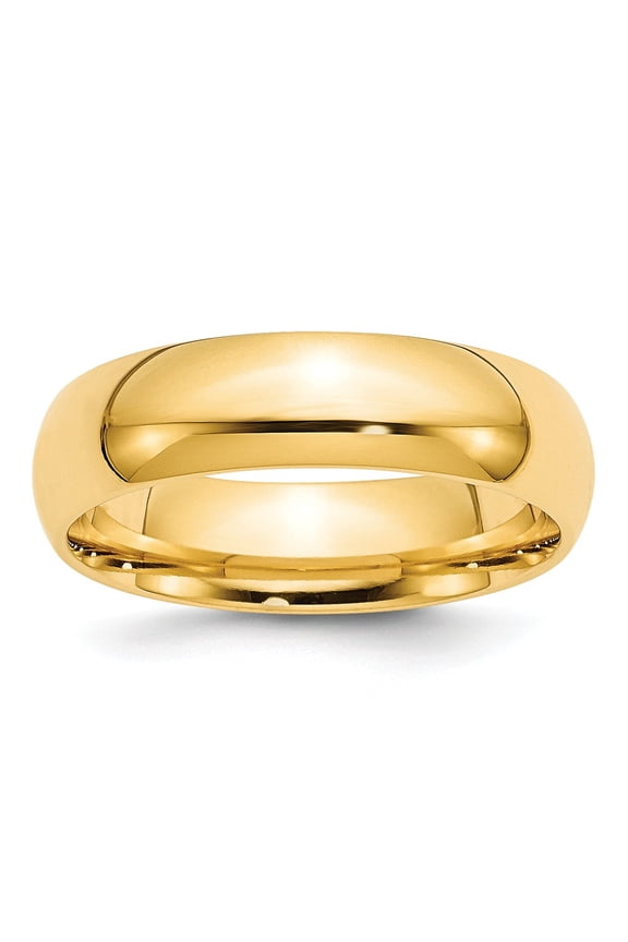 Real 14kt Yellow Gold 6mm Standard Comfort Fit Band Size 14; for Adults and Teens; for Women and Men