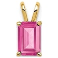 thumbnail image 1 of Real 14kt Yellow Gold 6x4mm Emerald Cut Pink Tourmaline pendant; for Adults and Teens, 1 of 1