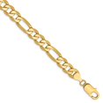 thumbnail image 1 of Real 14kt Yellow Gold 7.5mm Flat Figaro Chain Chain ; 9 inch; Lobster Clasp; for Adults and Teens; for Women and Men, 1 of 5