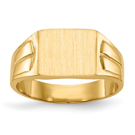 Real 14kt Yellow Gold 7.5x9.0mm Closed Back Signet Ring Size: 5; for Adults and Teens; for Women and Men