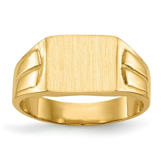 Real 14kt Yellow Gold 7.5x9.0mm Closed Back Signet Ring Size: 5; for Adults and Teens; for Women and Men