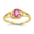 thumbnail image 1 of Real 14kt Yellow Gold 7x5mm Oval Pink Sapphire ring S:6, 1 of 1