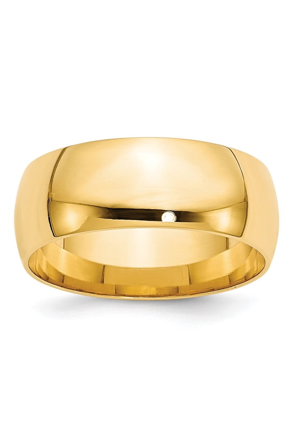Real 14kt Yellow Gold 8mm LTW Comfort Fit Band Size 14; for Adults and Teens; for Women and Men
