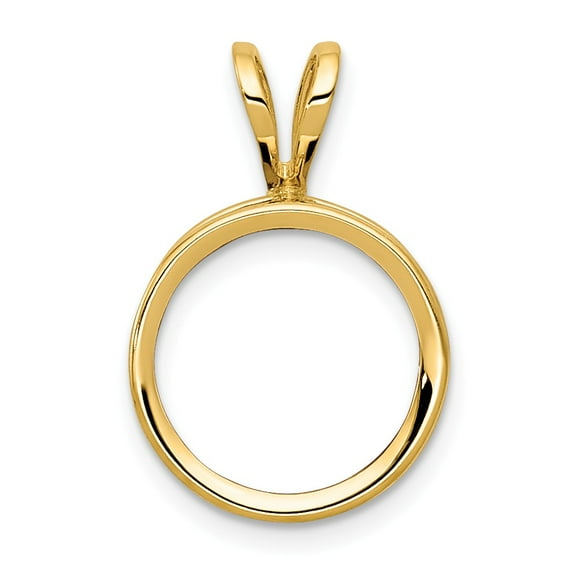 Real 14kt Yellow Gold 8mm Round Bezel Pendant Mounting; for Adults and Teens; for Women and Men