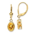 thumbnail image 1 of Real 14kt Yellow Gold 8x6mm Oval Citrine Leverback Earrings; for Adults and Teens; for Women and Men, 1 of 2