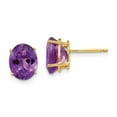 thumbnail image 1 of Real 14kt Yellow Gold 9x7mm Oval Amethyst Earrings; for Adults and Teens; for Women and Men, 1 of 3
