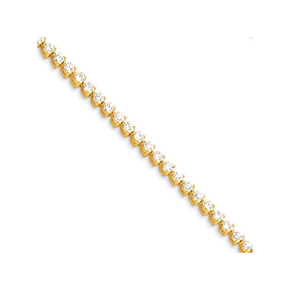Real 14kt Yellow Gold AAA Diamond Tennis Chain Bracelet; 7 inch; for Adults and Teens