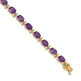 thumbnail image 1 of Real 14kt Yellow Gold Amethyst Chain Bracelet; 7 inch; for Adults and Teens; for Women and Men, 1 of 1