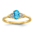 thumbnail image 1 of Real 14kt Yellow Gold Blue Topaz and Diamond Ring Size: 7; for Adults and Teens; for Women and Men, 1 of 5