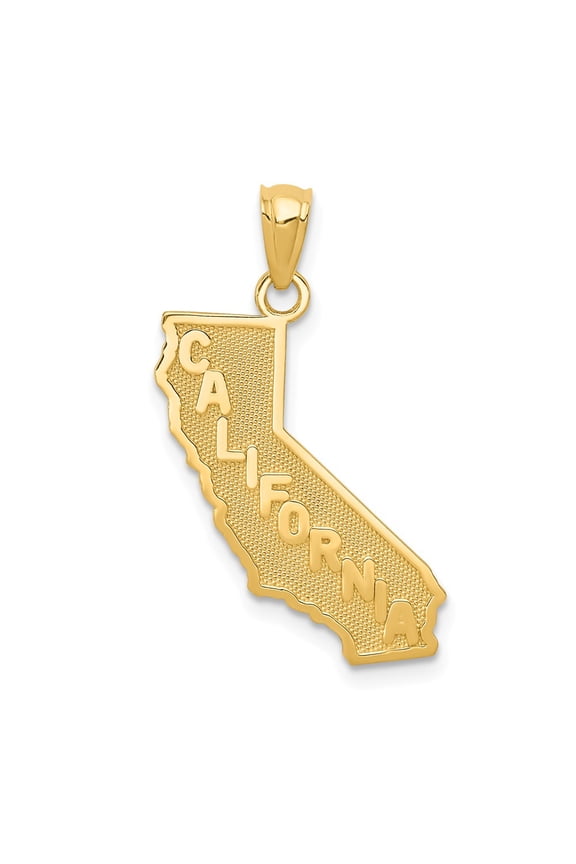 Real 14kt Yellow Gold CALIFORNIA State Map Pendant; for Adults and Teens; for Women and Men