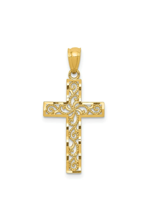 Real 14kt Yellow Gold Cross Pendant; for Adults and Teens; for Women and Men