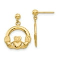 thumbnail image 1 of Real 14kt Yellow Gold Dangling Claddagh Post Earrings; for Adults and Teens; for Women and Men, 1 of 3