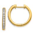 thumbnail image 1 of Real 14kt Yellow Gold Diamond Hinged Hoop Earrings; for Adults and Teens; for Women and Men, 1 of 2