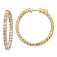 thumbnail image 1 of Real 14kt Yellow Gold Diamond Round Hoop With Safety Clasp EarRings; for Adults and Teens, 1 of 2
