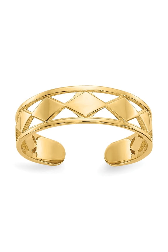 Real 14kt Yellow Gold Diamond Shapes Toe Ring; for Adults and Teens; for Women and Men