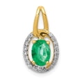 thumbnail image 1 of Real 14kt Yellow Gold Diamond and Oval Emerald Pendant; for Adults and Teens; for Women and Men, 1 of 4