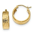 thumbnail image 1 of Real 14kt Yellow Gold Diamond-cut Hoop Earrings; for Adults and Teens; for Women and Men, 1 of 2