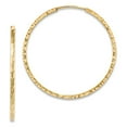 thumbnail image 1 of Real 14kt Yellow Gold Diamond-cut Princess Square Tube Endless Hoop Earrings; for Adults and Teens; for Women and Men, 1 of 2