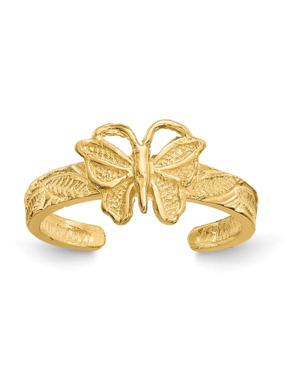 Real 14kt Yellow Gold Diamond-cut Sand Dollar Toe Ring; for Adults and Teens; for Women and Men