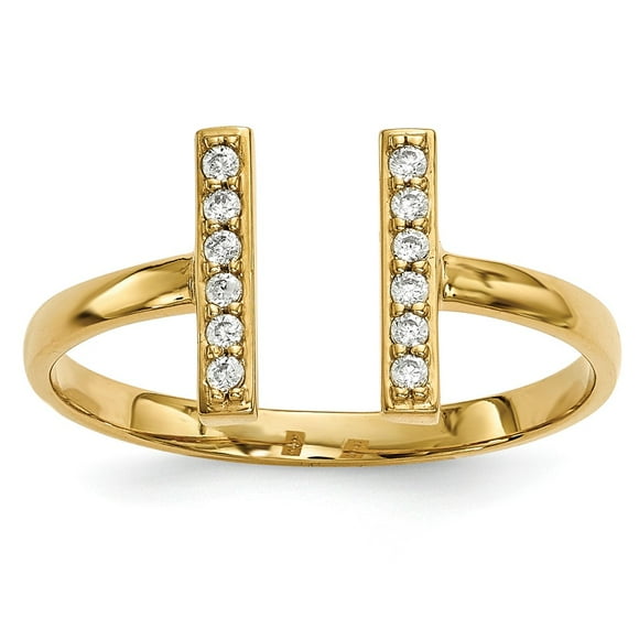 Real 14kt Yellow Gold Double Bar Ring Mounting Size: 7; for Adults and Teens; for Women and Men