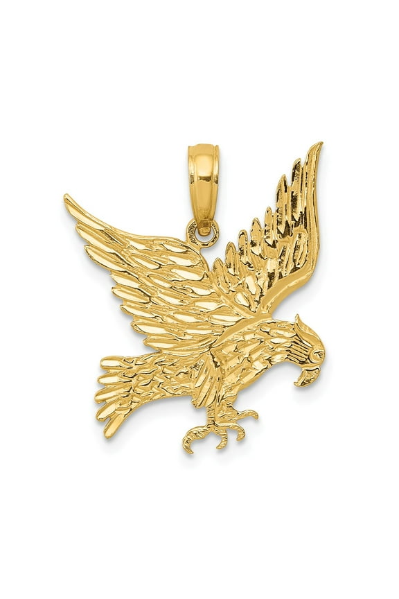 Real 14kt Yellow Gold Eagle Pendant; for Adults and Teens; for Women and Men