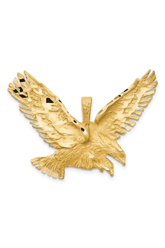 Real 14kt Yellow Gold Eagle Pendant; for Adults and Teens; for Women and Men