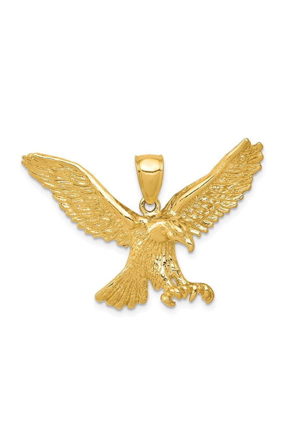 Real 14kt Yellow Gold Eagle Pendant; for Adults and Teens; for Women and Men
