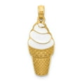 thumbnail image 1 of Real 14kt Yellow Gold Enameled Vanilla Ice Cream Cone Pendant; for Adults and Teens; for Women and Men, 1 of 4