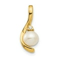 thumbnail image 1 of Real 14kt Yellow Gold FW Cultured Pearl and Diamond Pendant; for Adults and Teens; for Women and Men, 1 of 3