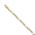 thumbnail image 1 of Real 14kt Yellow Gold Fancy Diamond and Opal Chain Bracelet; 7 inch; Lobster Clasp; for Adults and Teens; for Women and Men, 1 of 2