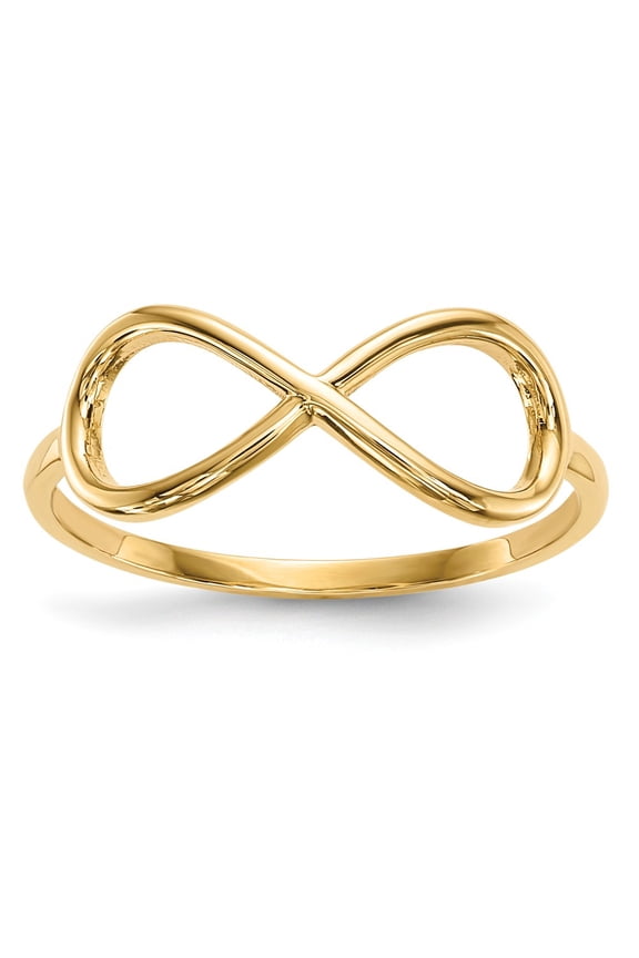 Real 14kt Yellow Gold Gold Polished Infinity Ring Size: 7; for Adults and Teens; for Women and Men
