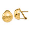 thumbnail image 1 of Real 14kt Yellow Gold Hammered Omega Back Post Earrings; for Adults and Teens; for Women and Men, 1 of 3
