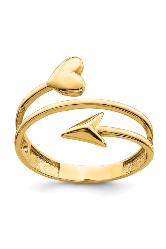 Real 14kt Yellow Gold Heart and Arrow Ring Size: 7; for Adults and Teens; for Women and Men